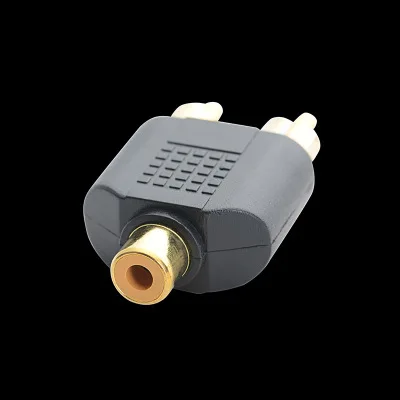 New 1RCA Female to 2RCA Male Adapter AV Audio Video Plug RCA Female to Male RCA Y Splitter Cable Black for PC HDTV MP3/4/5