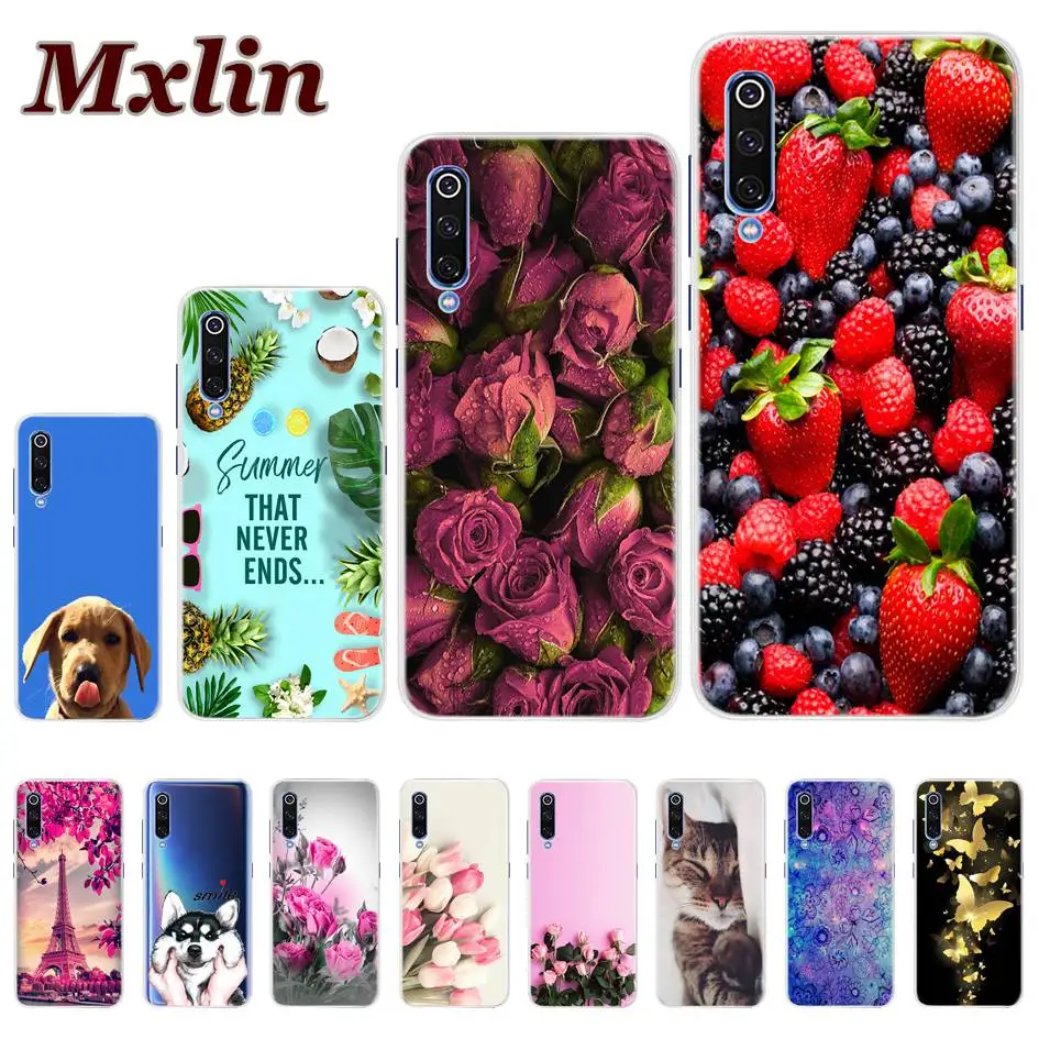 

For Xiaomi Mi 9 Case Silicone Back Cover For Xiaomi Mi 9 SE Case Soft TPU Flower Printed Coque For Xiaomi Mi 9 Mi9 SE Mi9se Case