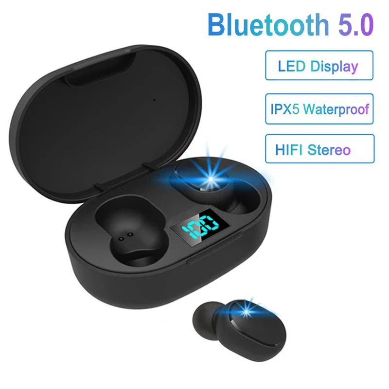 TWS беспроводные наушники для Redmi Airdots светодиодный дисплей Bluetooth V5.0 гарнитура с микрофоном для iPhone huawei samsung