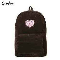 Винтажные Soild большой емкости Рюкзаки Deman сердце дорожная школьная сумка женские бархатные рюкзаки для подростков девочек Повседневная