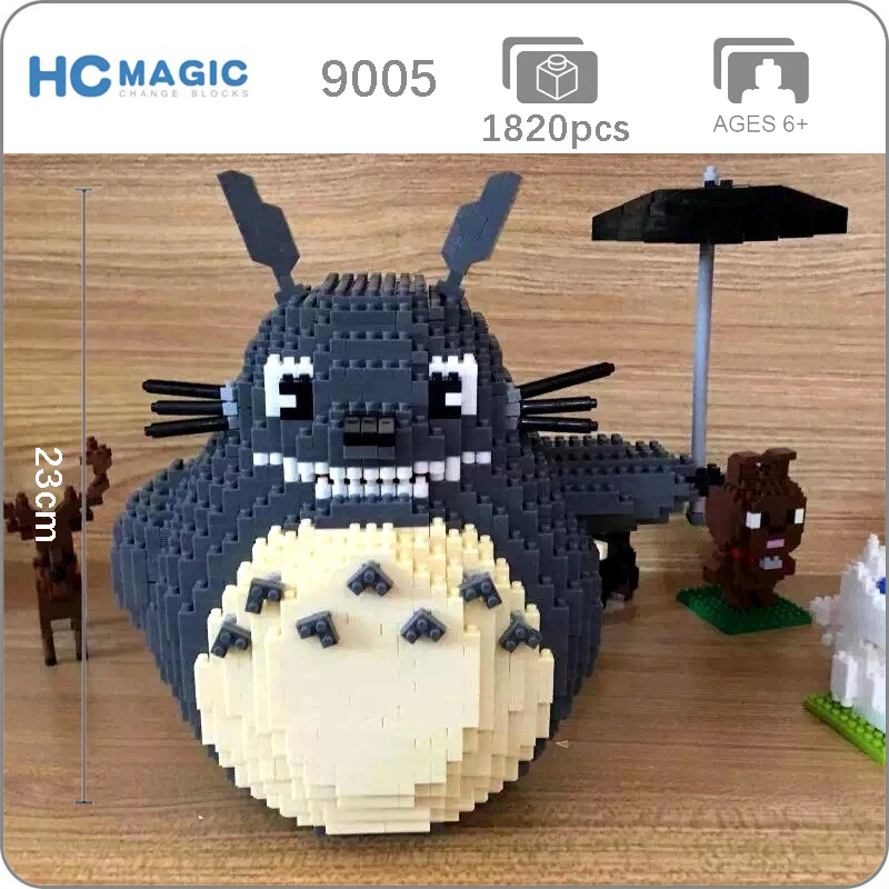 HC 9005 Spirited Away My Neighbor Totoro Cat Animal 3D Model DIY Mini Diamond Building Small Blocks Bricks Assembly Toy no Box | Игрушки и