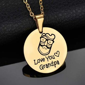 

Lemegeton Love You Grandma Grandpa Family Cartoon Necklace For Women Personalized Nameplate Custom name Necklaces Birthday Gift