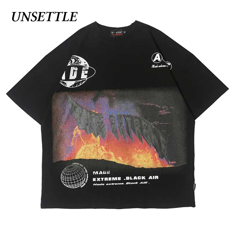 UNSETTLE 2020SS Harajuku футболки летние мужские/женские хип-хоп модные с принтом
