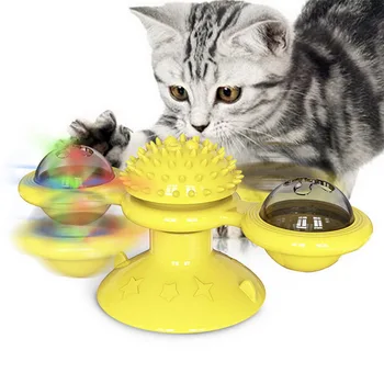 

Pet Toys For Cats Interactive Puzzle Training Turntable Windmill Ball Whirling Toys For Cats Kitten Play Game Cats Pet Supplies