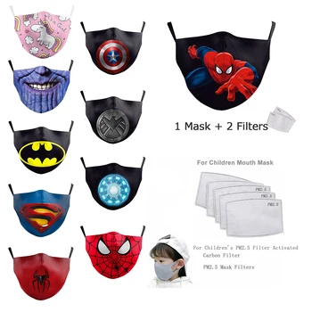 

3D Printing Superhero Theme Printed Mask 5-Layer Filter Protective Mask Dustproof Breathable Fashion Cotton Mask
