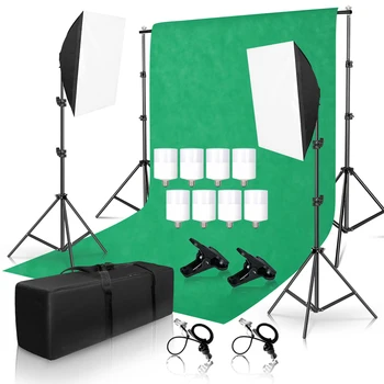 

2Mx3M/6.5ftx9.8ft Background Support System 15W 6500K Softbox Continuous Lighting Kit for Photo Studio Product Portrait Shoot