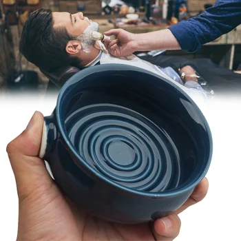 

2 Colors Ceramic Shaving Lather Bowl Thread Bottom Wide Mouth Man Wet Shaving Pottery Soap Cream Mug