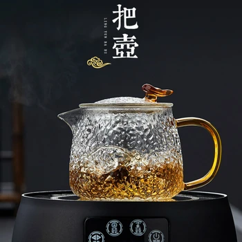 

Japanese High Borosilicate Glass Teapot Filter Bubble Teapot High Temperature Resistance Hammer Pattern Teapot Kung Fu Tea Set