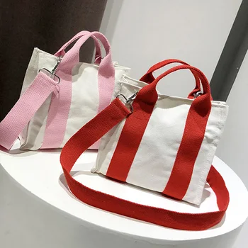 

1PC Women Canvas Bag 2020 Latest Style Pure Fresh Small Color Art Fashion Female Creative Ladies Shoulder Shoulder Bag