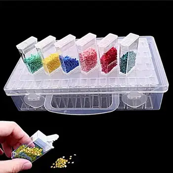 

64 Slots Storage Box Diamond Embroidery Diamond Painting Transparent Plastic Storage Box Jewelry Craft Bead Pill Storage Tool