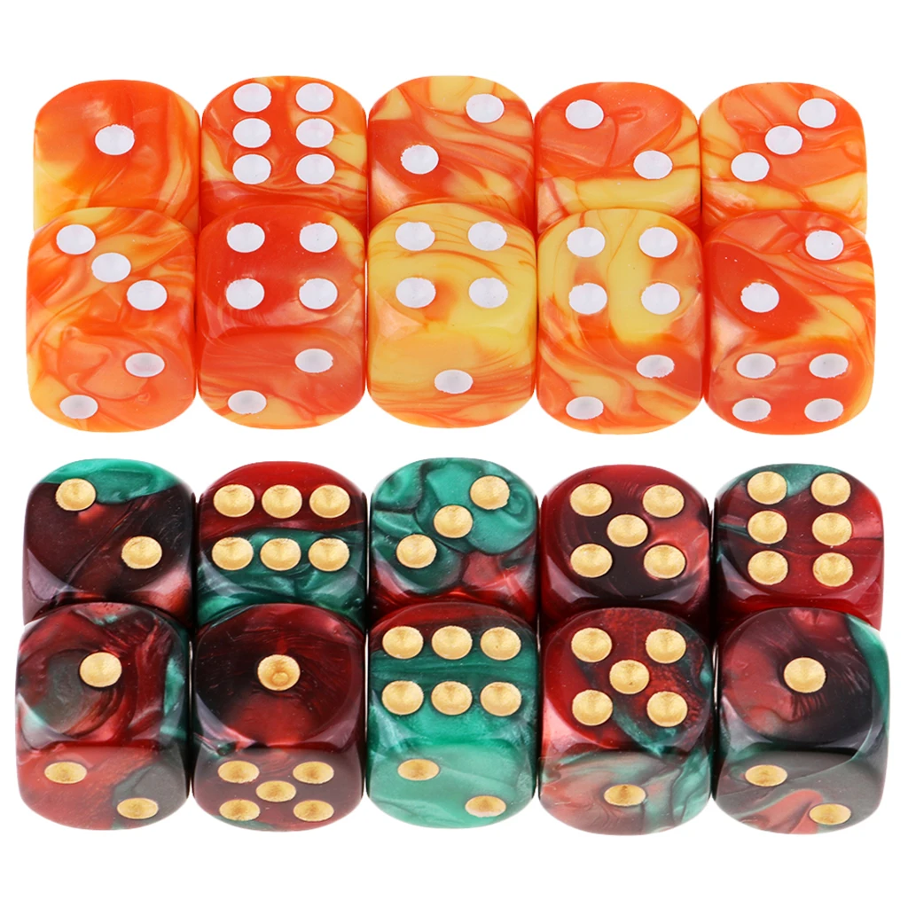 20 Pieces Resin 6-Sided Dices D6 for D&D RPG MTG Game Table Game Accs