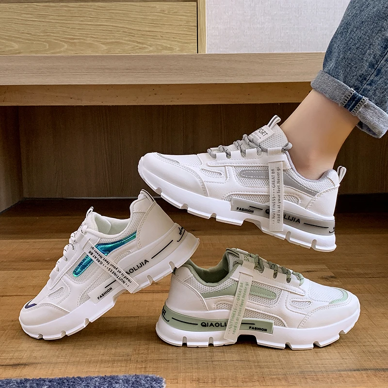 

Spring Woman Chunky Platform Sneakers 2020 New Ulzzang Fashion Lace Up Trainers High Quality Tenis Female Old Dad Casual Shoes