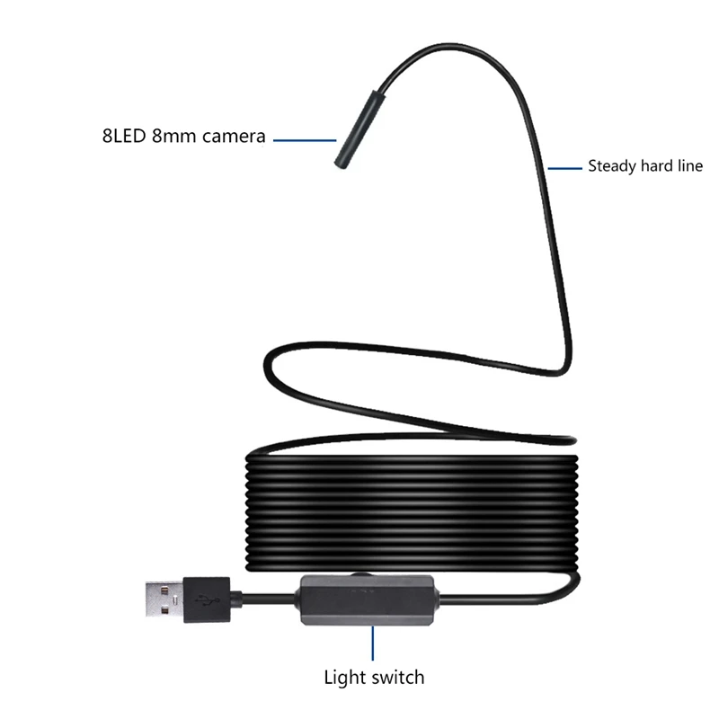 Регулируемая 8 LED Автомобильная Wifi+ Usb 1200P Инспекционная камера бороскоп 8 мм объектив Ip68 1 м разрешение 1600x1200