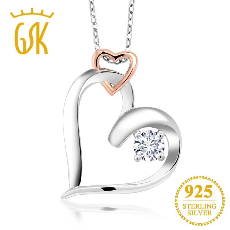 Charles& Colvard Forever Классический круглый 0.33ct(роса) создан Муассанит 925 пробы серебро матери ожерелья и подвески