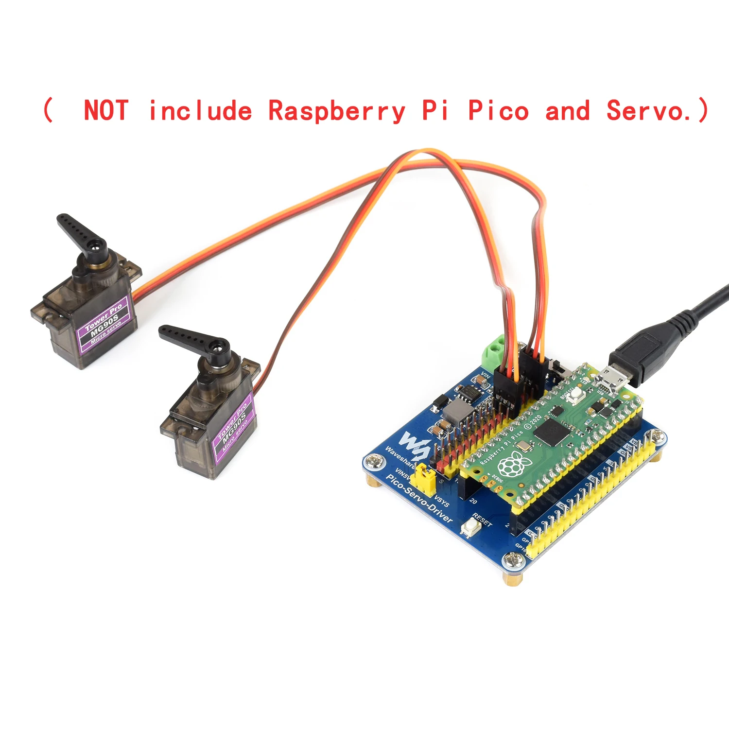 16-Channel PWM Micro Servo Motor Driver Controller Shield for RasPi RPI Raspberry Pi PICO 2 W RP2040 RP2350 Expansion Board HAT 5