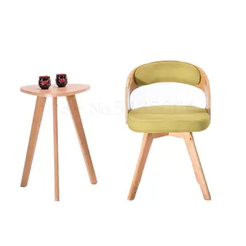 

Solid Wood Balcony Table And Chair Three-piece Combination Bedroom Study Rotating Back Chair Home Dining Chair Tea Shop Table An