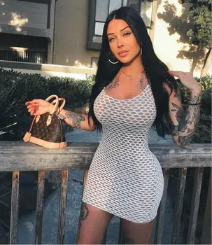 

New Summer Fashion Sexy White Rayon Bandage Dress V-neck 2019 Knitted Elegant Designer Dress