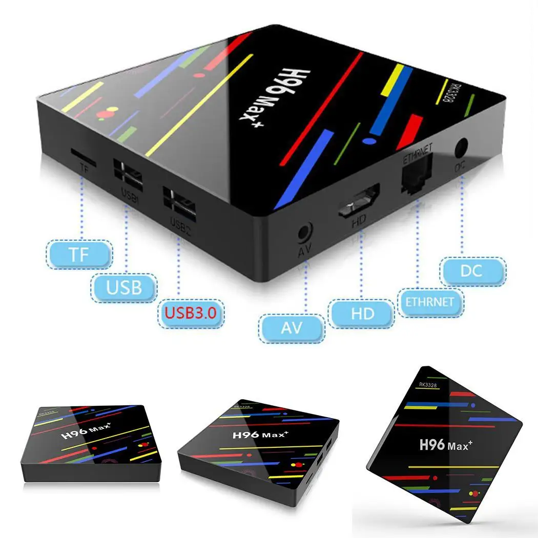 H96max+ ТВ приставка четырехъядерный Dual Max+ WiFi Bluetooth Android 9,0 TF, U диск комплект HD обычный пульт дистанционного управления