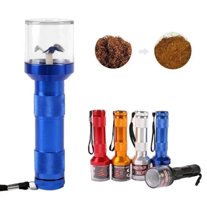 Electric Flashlight Tobacco Grinder With Plastic Cover And Built in