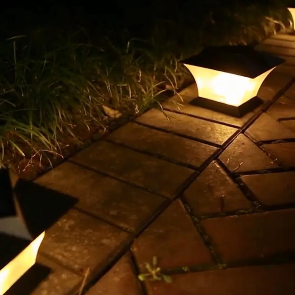 Leds ao ar Decoração da Noite à Prova Cerca Solar Lâmpada Paisagem Jardim Post Boné 18 Livre Caminho Deck Quadrado Dwaterproof Água Luz 14 boné lâmpada 18 leds ao ar livre