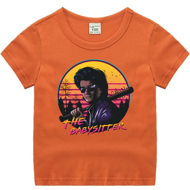 T46-orange Хлопковая футболка для маленьких мальчиков и девочек с аниме «странные вещи» летняя детская Рождественская рубашка детская футболка с рисунком Роскошный топ - Цвет: T46-orange