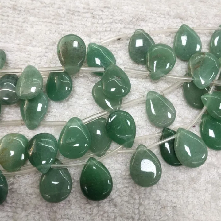 

22PCS Nature Green Aventurine Tear Drop Shape 12X16MM Loose Beads Accessories Natural Semi Precious Stone Finding FREE SHIPPING