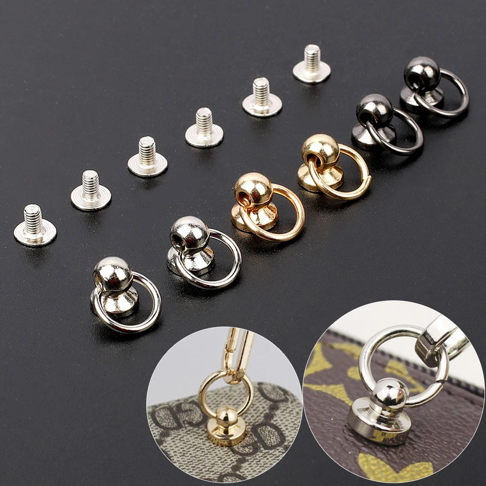 

10pcs Round Nipple Head Button With Stud Screws Pull Ring Garment Rivet For Bag Hat Shoe Phone case DIY Leather Craft
