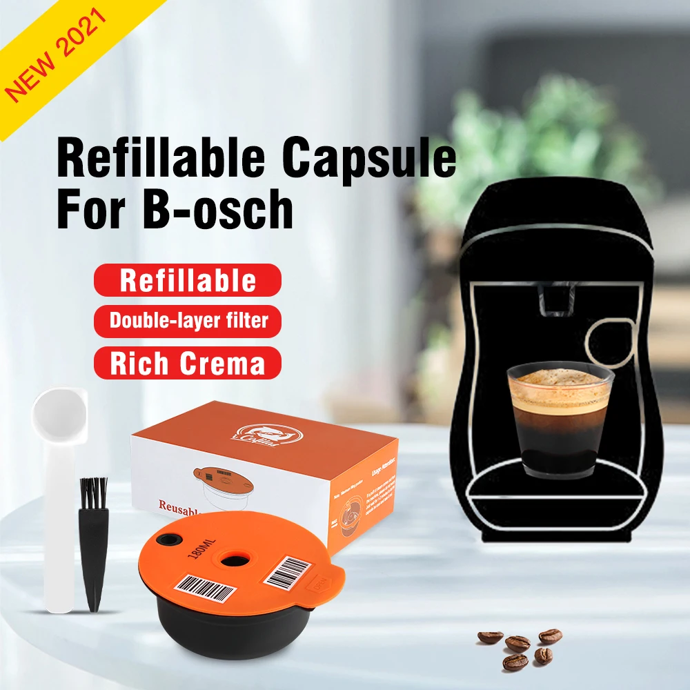 ICafilas180/60ml Refillable Espresso Coffee Maker Capsules for BOSCH  Machine Tassimo Reusable Filter Coffee Pod Eco-Friendly - AliExpress