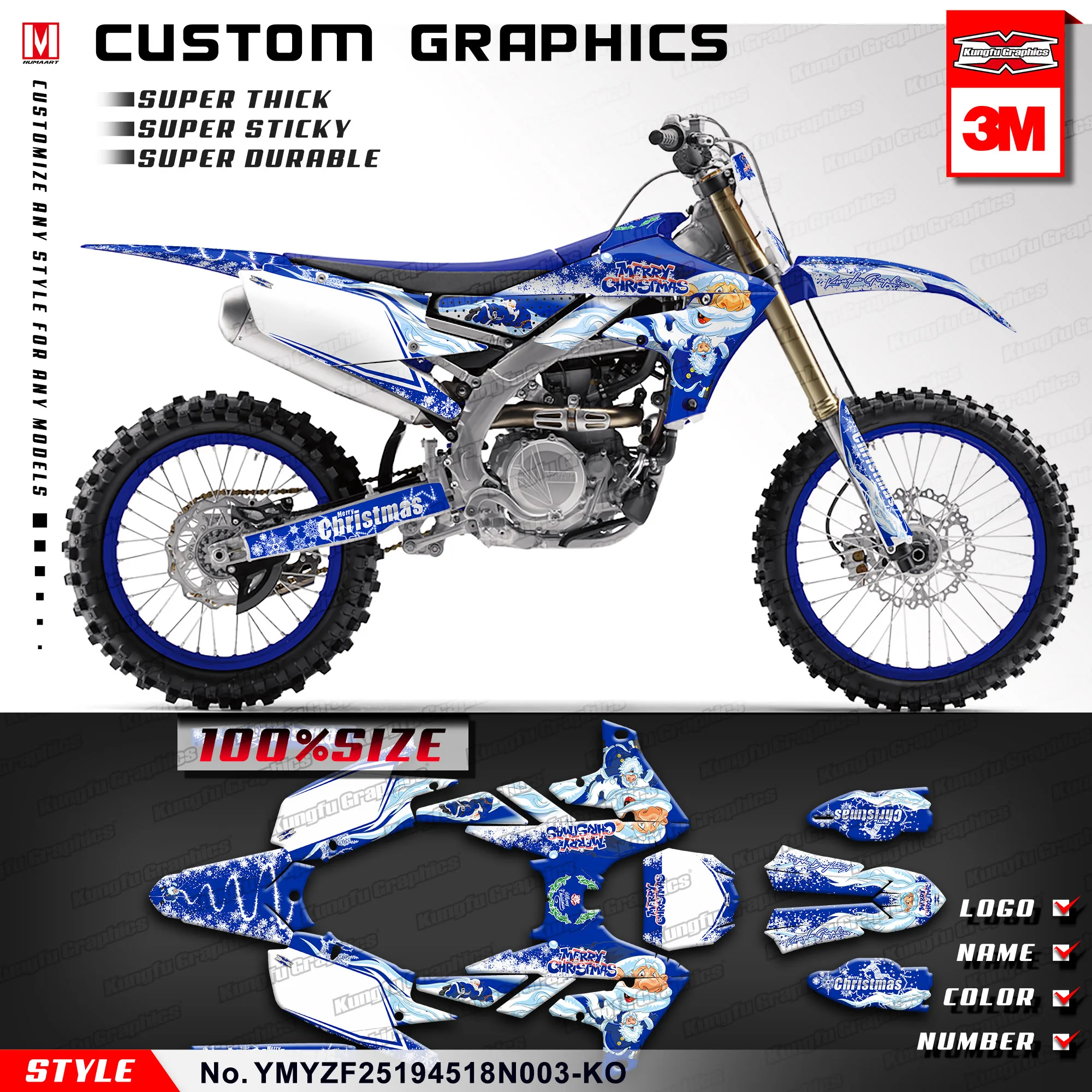 

KUNGFU, графические Наклейки на мотоцикл, Набор наклеек для Yamaha YZ450F YZ250F YZ250FX YZ450FX 2018 2019 2020 2021 2022 2023 2024
