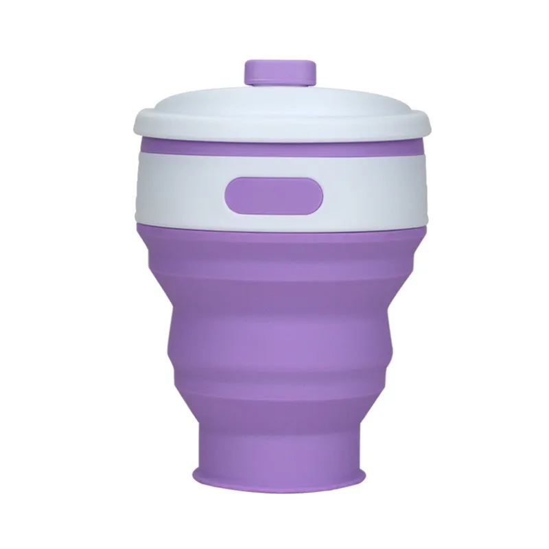 300 мл портативная силиконовая чашка кофейная кружка телескопическая кремнеземная Питьевая Складная чашка для полоскания уличная многоразовая дорожная Детская кружка чашки - Цвет: Purple