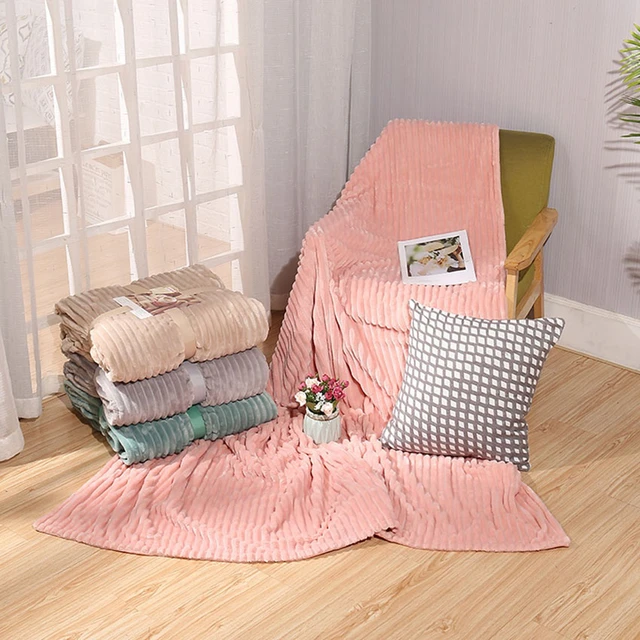Nordic Fluffy Blanket Portable Thick Flannel Soft Solid Color Heated Throw  Blankets Summer Sofa Nap Quilt For Travel Home Office