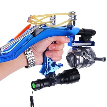 

Professional Hunting Fishing Sling Bow Wrist Slingshot With Fishing Wheel Laser slingshot Night Hunting Fishing Catapult Tools
