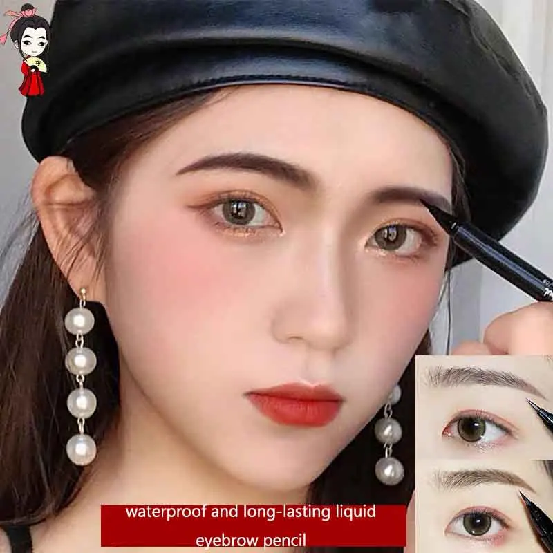 

Judydoll Liquid Eyebrow Pencil Waterproof and Sweat Proof Woman Makeup Sketch Brown Eye Brow Tattoo Dye Tint Pen Liner Long Last