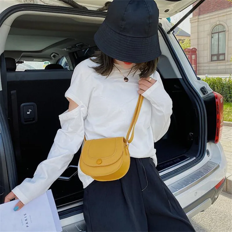 

Leather yellow shoulder crossbody saddle bags for women casual designer mini travel cross body messenger makeup purse bag 2020