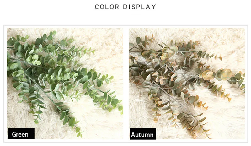 New Style Artificial Eucalyptus Money Leaf Flocking Plant for Wedding Accessories Home Party Decoration