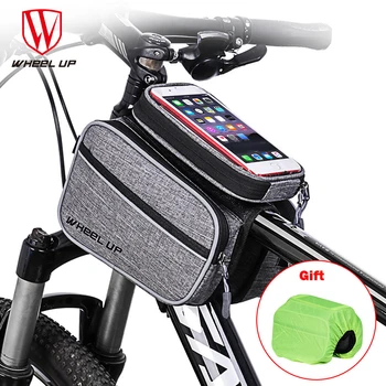 

Cycling Mountain Bike Bag MTB Bicycle Front Frame Touch Screen Top Tube Phone Bags 6 inch with rainproof cover Bike Accessories