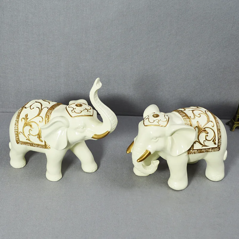 

European Style Elephant Decoration Home Decorations Entrance Living Room Lucky Geomancy Elephant a Pair of Small Crafts Ornament