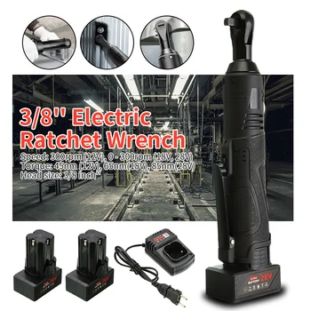 

12V 18V 28V 3/8'' Electric Ratchet Wrench Rechargeable Lithium-Ion Battery Electric Cordless Right Kit Angle Wrench