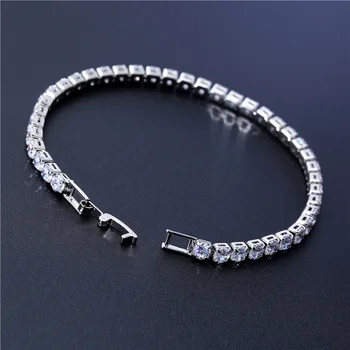 

TF-261 Luxury 4mm Cubic Zirconia Tennis Bracelets Chain Crystal Wedding Bracelet For Women Men Gold Silver Color Bracelet