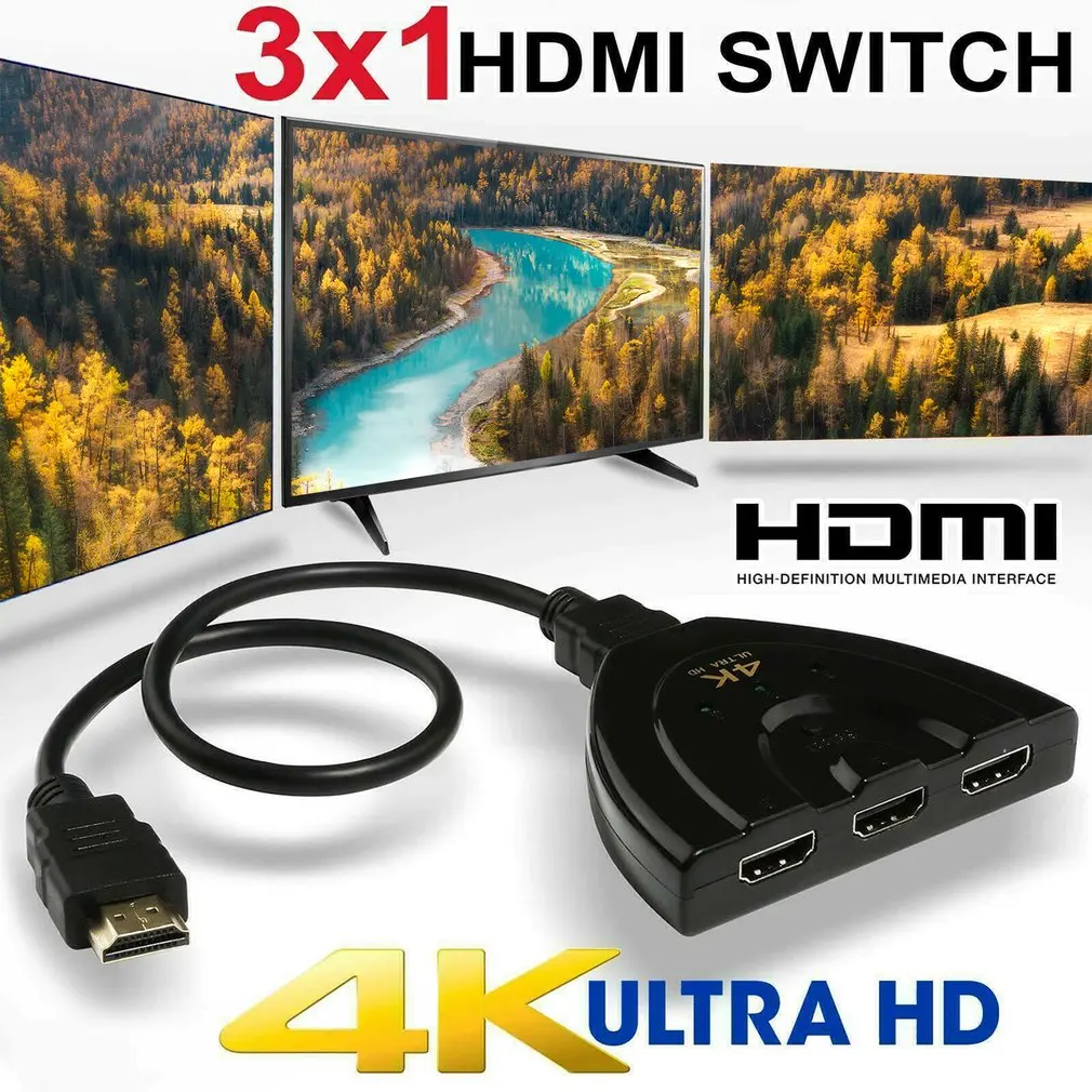 3-портовый кабель-разветвитель HDMI 4K коммутатор адаптер для HDTV для PS4 Для Xbox 3x1 переключатель сплиттер