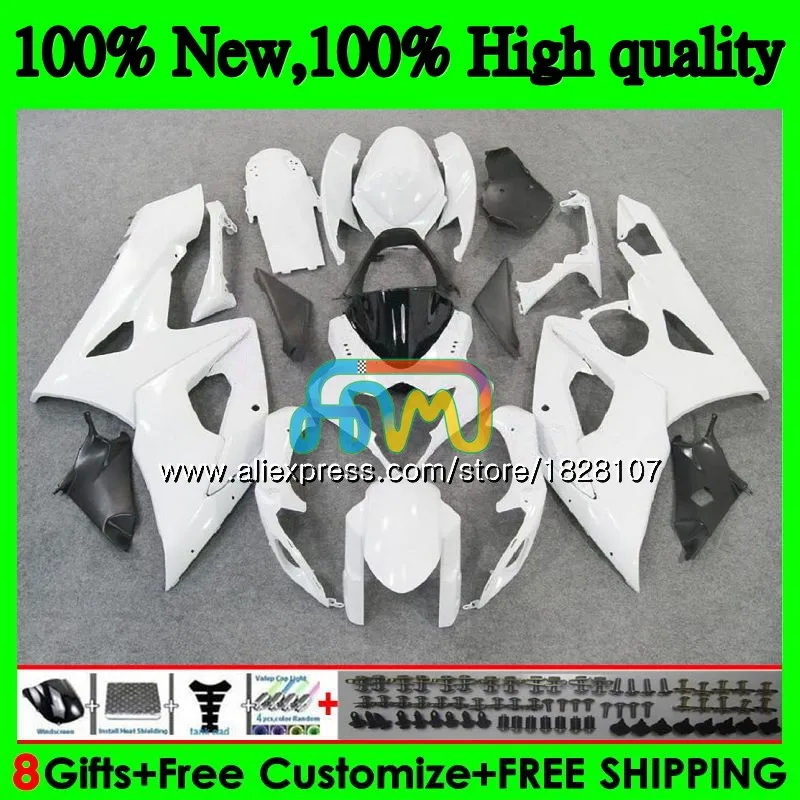 Корпус для SUZUKI GSXR-1000 GSX R1000 GSXR 1000 CC глянец белый 05 06 42BS. 18 GSX-R1000 1000CC 05 06 K5 GSXR1000 2005 2006 обтекатель