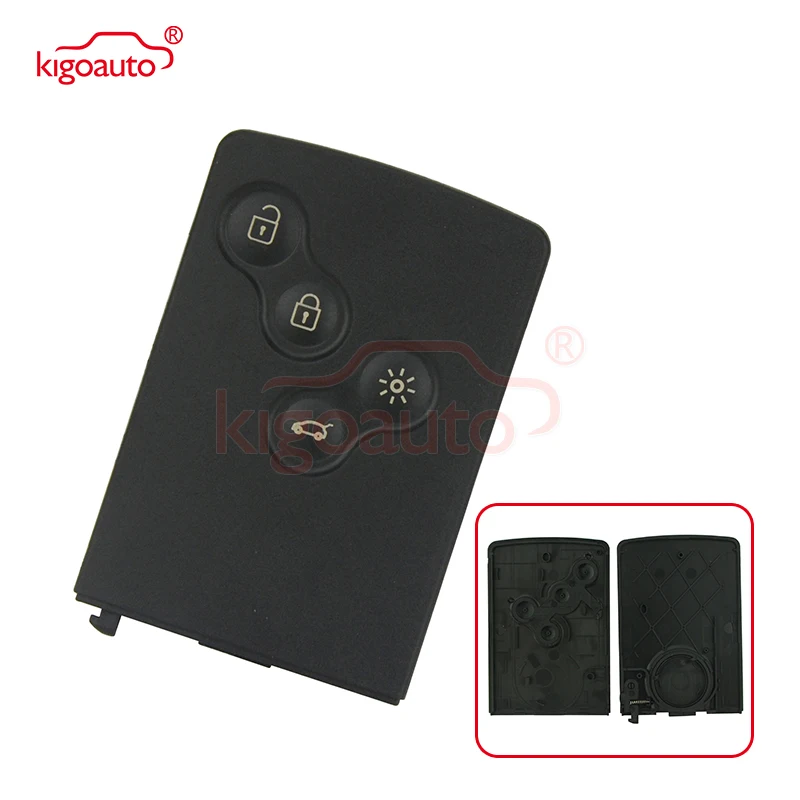 Kigoauto For Renault Megane Koleos Scenic Car Key Card Cover Black Smart Key Card Case 4 Button Remote Key Fob Shell