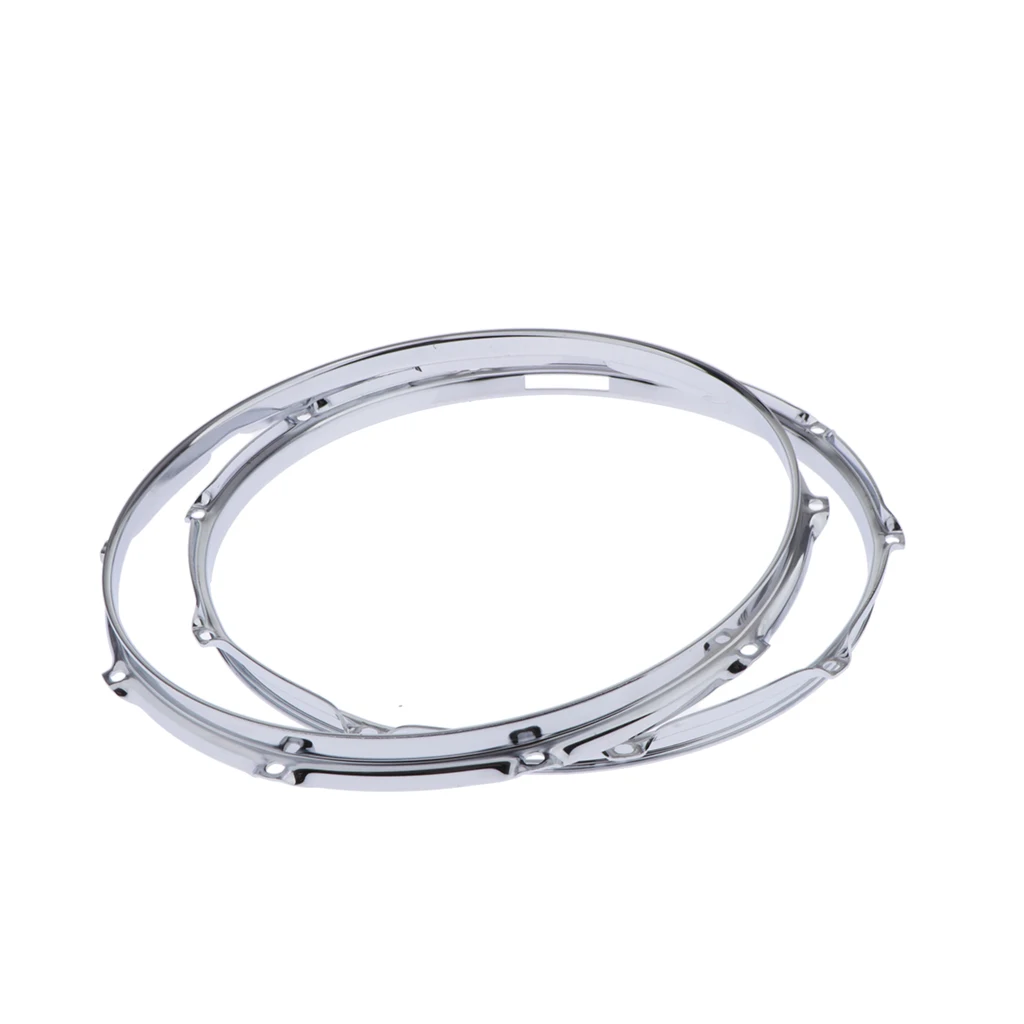 2 Pcs Premium Alloy Steel Snare Drum Hoop Rim 14 inch 10 Holes 2.5mm