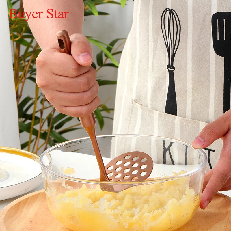 

New Durable Stainless Steel Masher Pressed Potato Masher Crusher kitchen gadgets metal Rice Pusher Puree Maker cooking tools