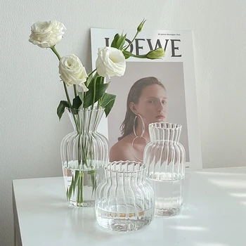 Skandynawska minimalistyczna szklany wazon kreatywna dekoracja do domu wazon szklany Ins stylowe hydroponiczne wazon na kwiaty stylowe piękne wazony szklane tanie i dobre opinie CN (pochodzenie) Europejska Szklane i kryształowe Wazon na stolik EP0623 Glass Glass Vase*1pc Glass Hydroponic Bottle Home Decoration