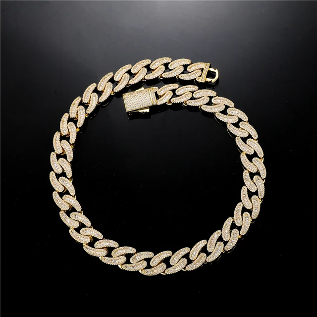 Hip Hop 15MM Baguette Cuban Link Chains 