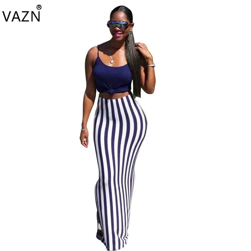 VAZN Горячая снижение возраста Мода Элегантный стиль женские макси юбки полосатые Осенние Новые комбинезоны компрессионные юбки D602