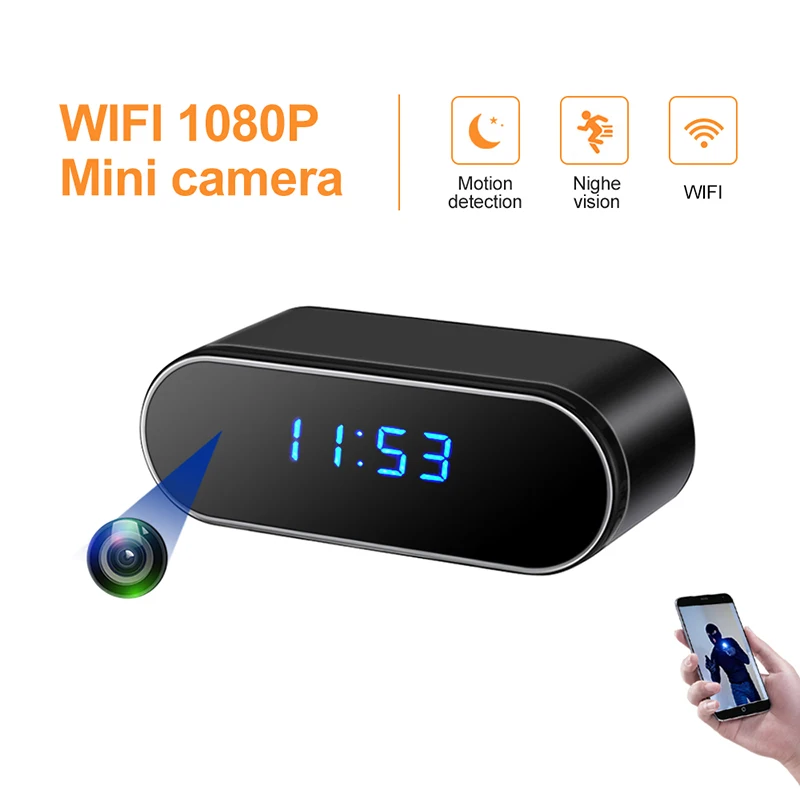 Мини Wi-Fi камера HD 1080P микро-видеокамера с будильником времени и дистанционным