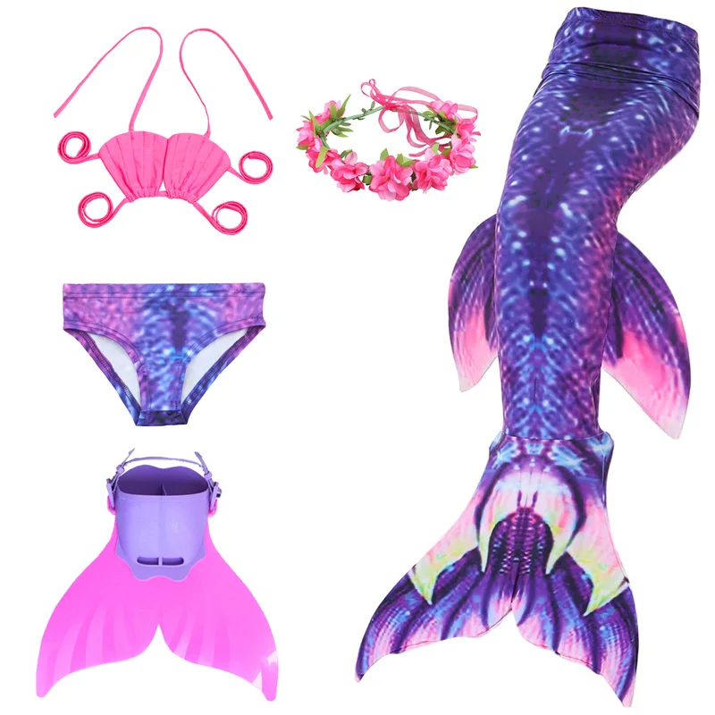 

Kids Children Mermaid Tails for Swimming Mermaid tail with Monofin Girls Swimmable Swimsuit with Bikini Flipper Cosplay Costumes