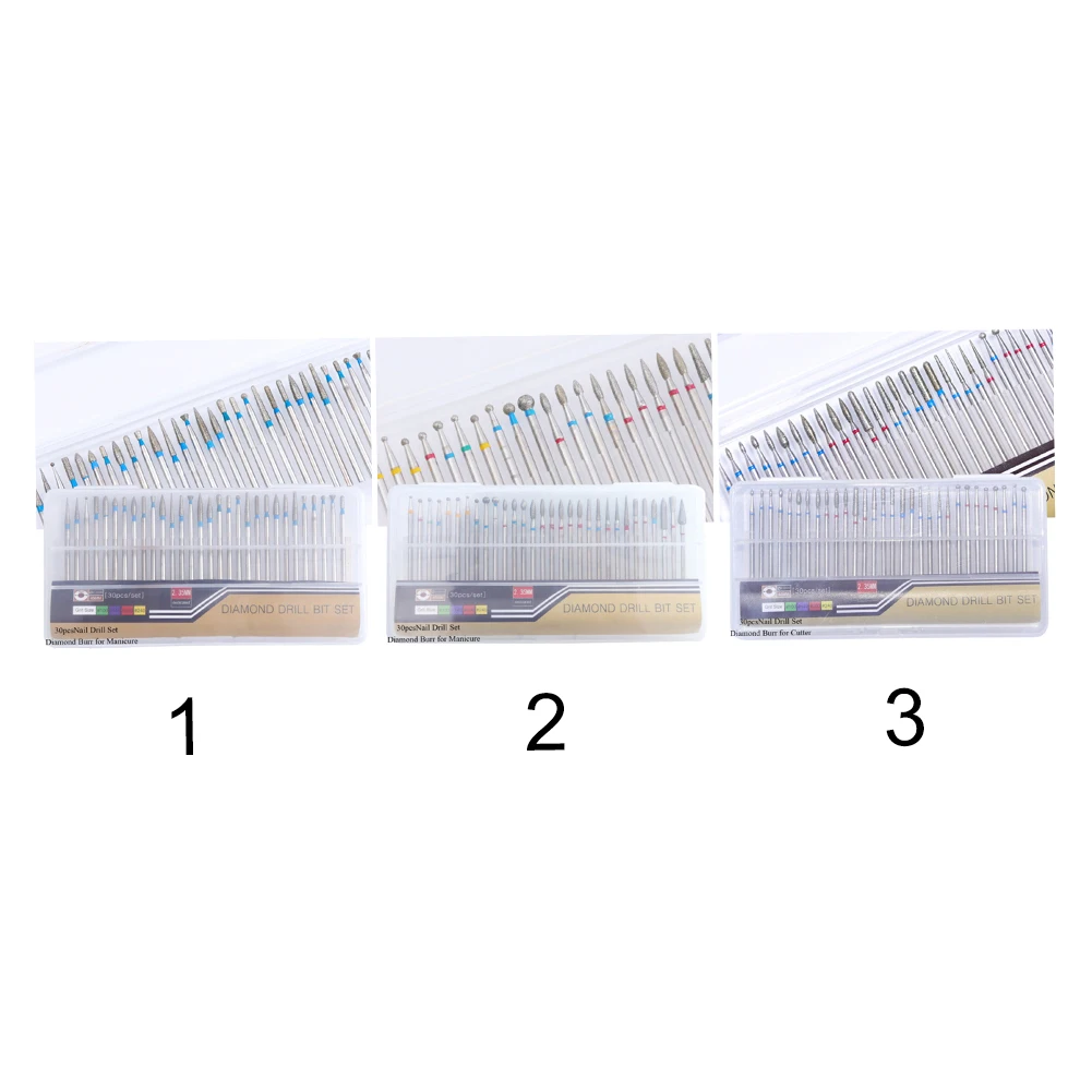 30pcs Salon Nail Files Set Dead Skin Electric Manicure Tools Burrs Cutter Polisher Art Professional Diamond Accessories Remove